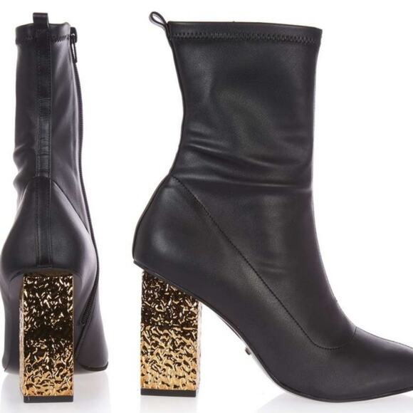 TopShop HAVEN Electroplated Heel Sock Ankle Bootie - Picture 1 of 4